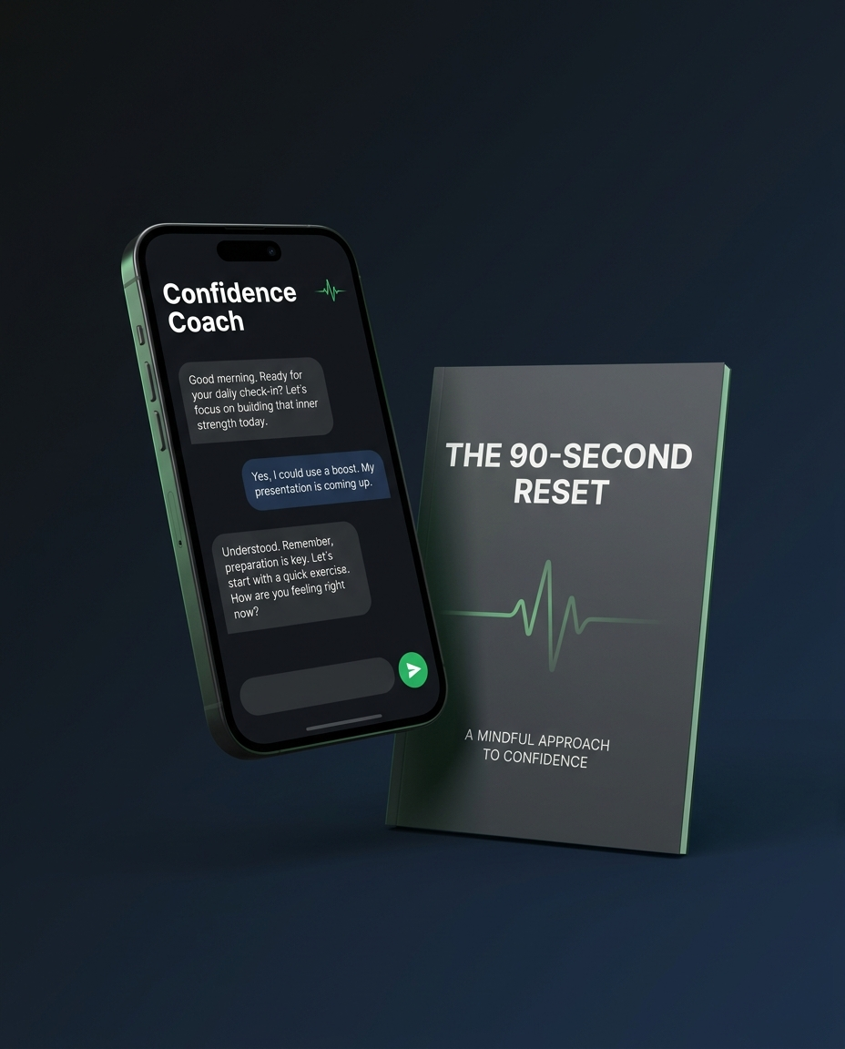 The Confidence Reset — private AI coach on a phone, plus the 90-Second Reset guide